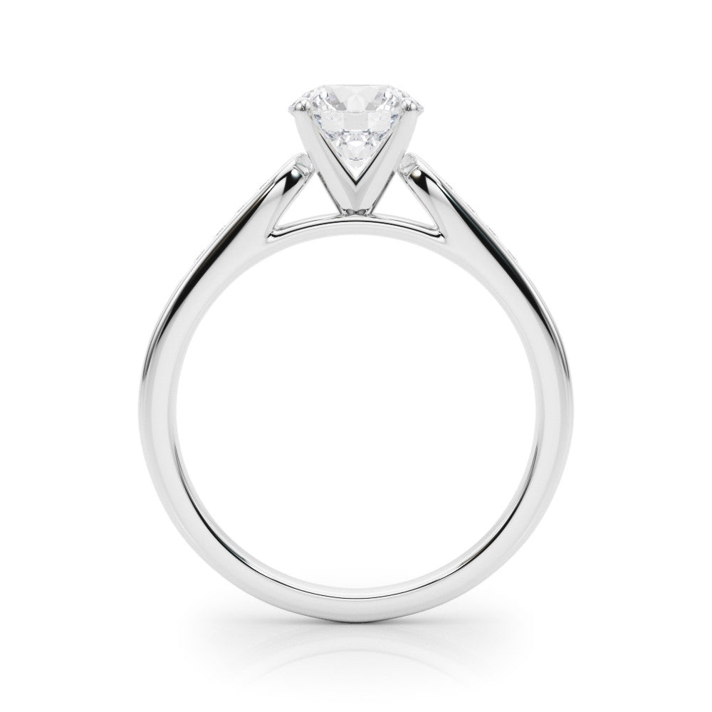 14K White Gold Round Brilliant Diamond Engagement Ring With Channel Diamond Accents (1.07ctw)