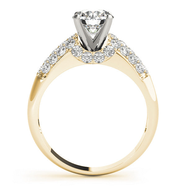 14K Yellow Gold Round Brilliant Diamond Engagement Ring With Micro Pave Accents (1.50ctw)