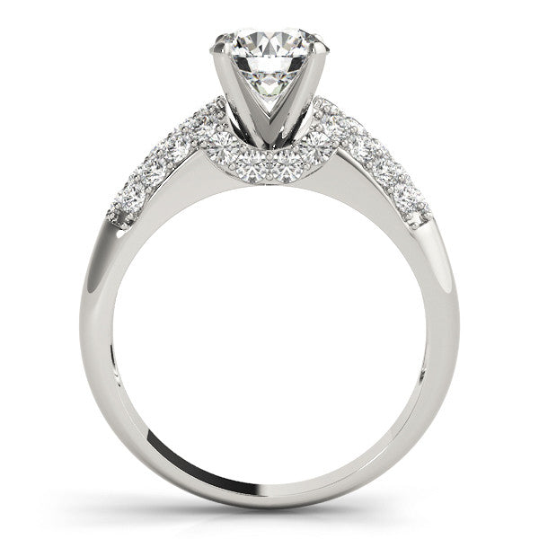 14K White Gold Round Brilliant Diamond Engagement Ring With Micro Pave Accents (1.50ctw)