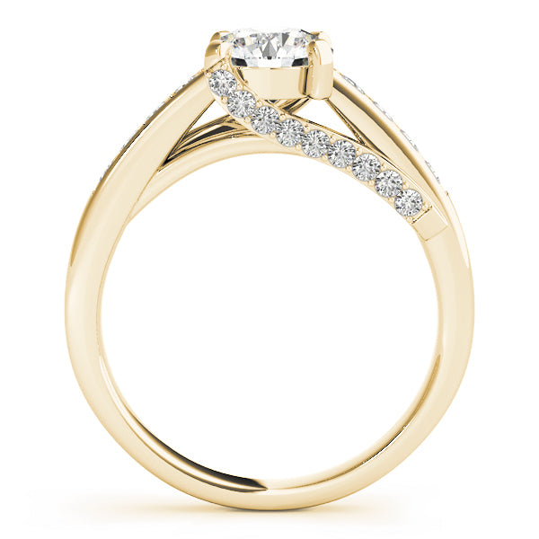 14K Yellow Gold Round Brilliant Diamond Channel Set Trellis Engagement Ring With Pave Accents (1.50ctw) 