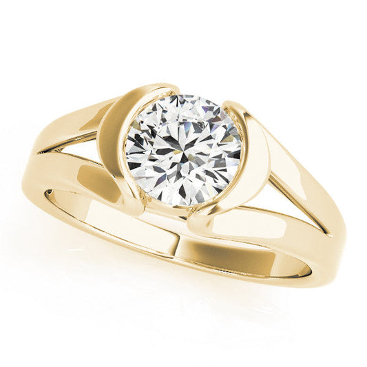 14K Yellow Gold Round Brilliant Diamond Split Shank Solitaire Engagement Ring (1ct)