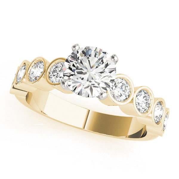 14K Yellow Gold Round Brilliant Diamond Engagement Ring With Round Bezel Accents (1.75ctw)