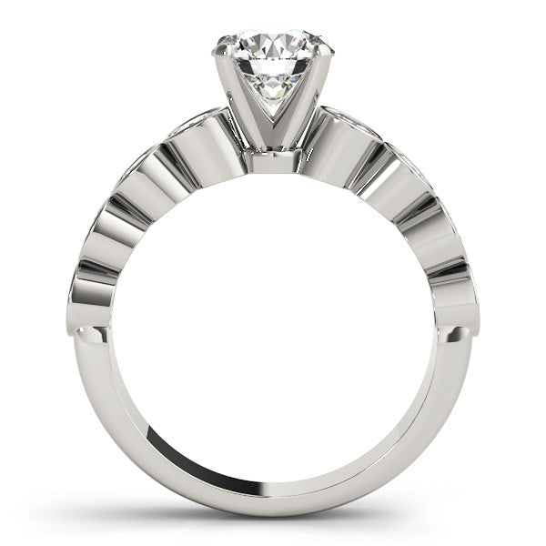 14K White Gold Round Brilliant Diamond Engagement Ring With Round Bezel Accents (1.75ctw)