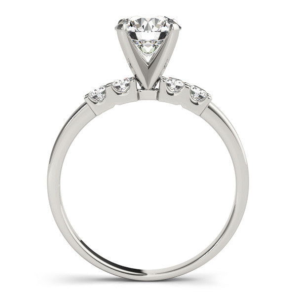 14K White Gold Round Brilliant Diamond Engagement Ring With Pave Accents (1.38ctw)