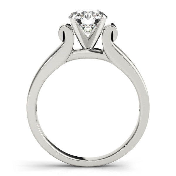 14K White Gold Round Brilliant Diamond Solitaire Engagement Ring