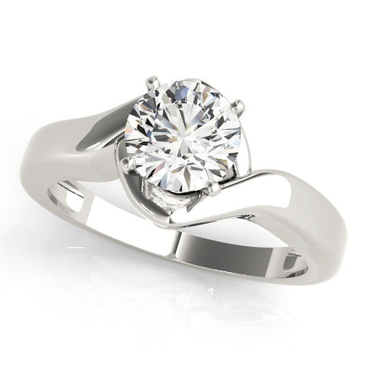 14K White Gold Round Brilliant Diamond Solitaire Bypass Engagement Ring (1ct)