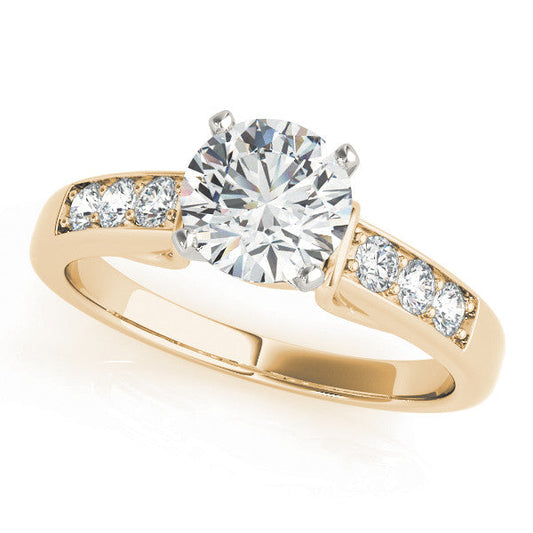 14K Yellow Gold Round Brilliant Diamond Engagement Ring With Channel Set Accents (1.25ctw)