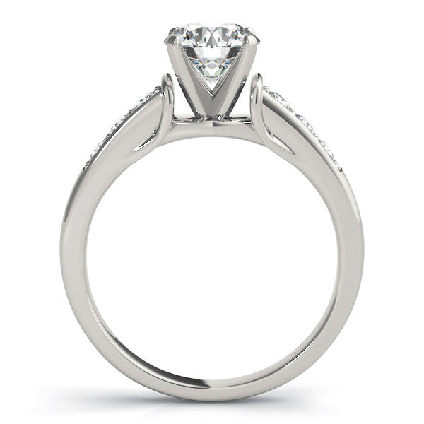 14K White Gold Round Brilliant Diamond Engagement Ring With Channel Set Accents (1.25ctw)