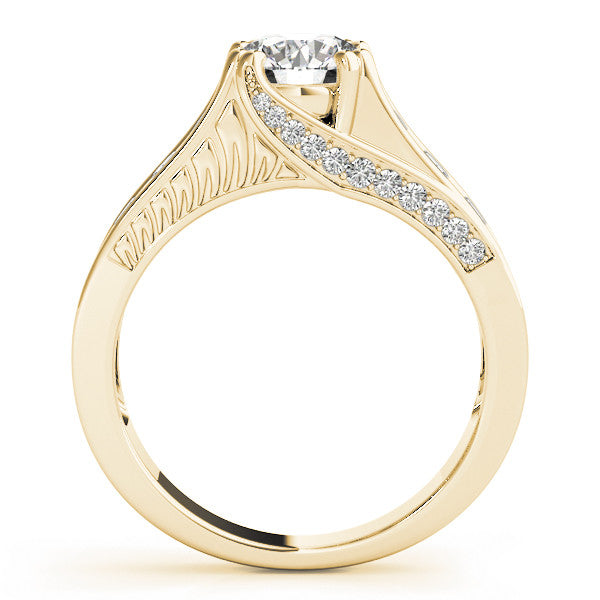 14K Yellow Gold Round Brilliant Diamond Trellis Engagement Ring With Channel Set Accent Diamonds (1.50ctw) 