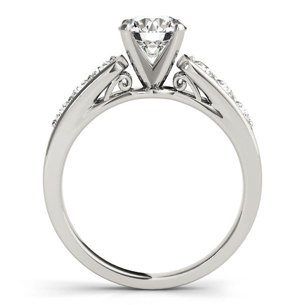 14K White Gold Round Brilliant Diamond Engagement Ring With Channel Set Accents (1.38ctw)