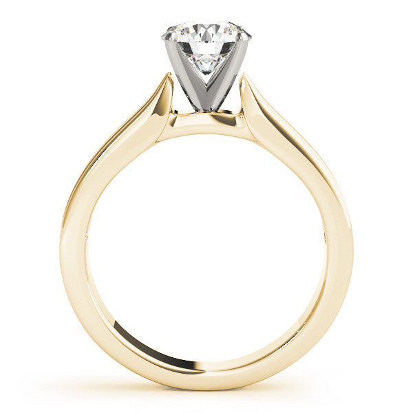 14K Yellow Gold Round Brilliant Diamond Lined Solitaire Engagement Ring (1ct)