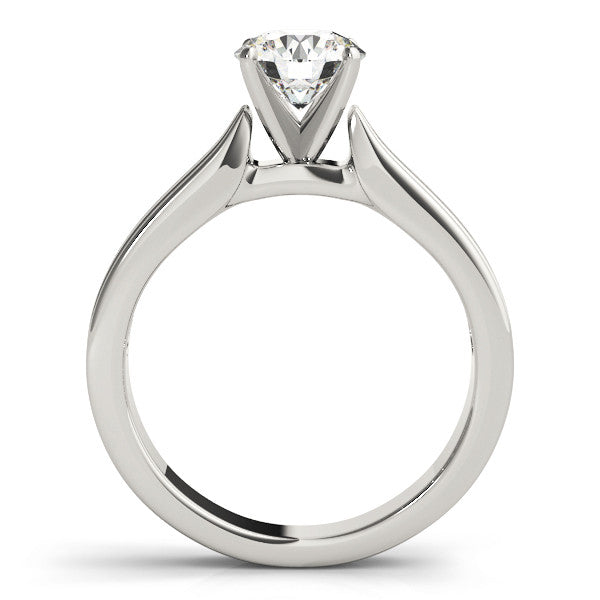 14K White Gold Round Brilliant Diamond Lined Solitaire Engagement Ring (1ct)