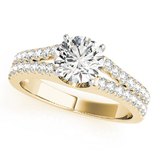 14K Yellow Gold Round Brilliant Diamond Split Shank Engagement Ring With Pave Accents (1.50ctw)