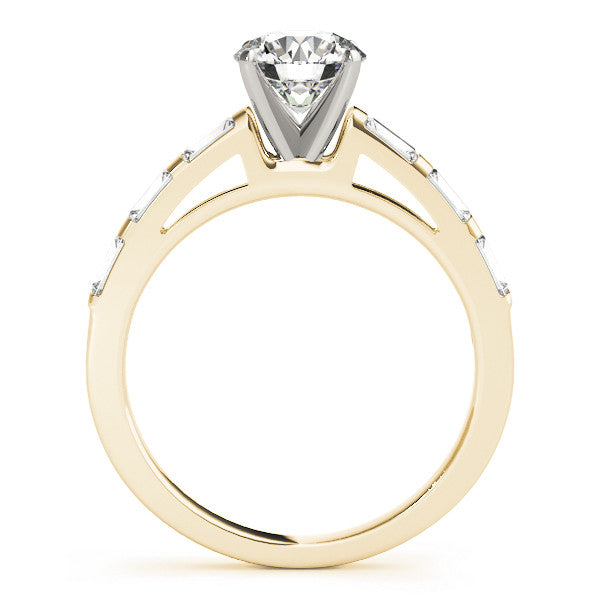 14K Yellow Gold Round Brilliant Diamond Engagement Ring With Baguette Accents (1.75ctw)