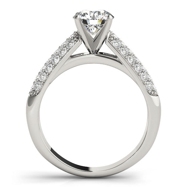 14K White Gold Round Brilliant Diamond Engagement Ring With Micro Pave Accents (1.38ctw)