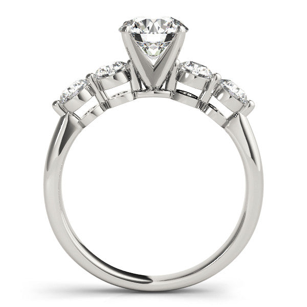 14K White Gold Round Brilliant Diamond Engagement Ring With Round Basket Accents (1.38ctw)