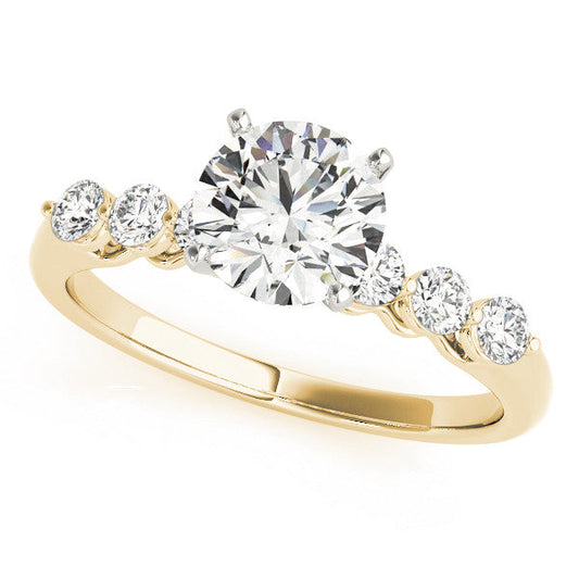 14K Yellow Gold Round Brilliant Diamond Engagement Ring With Round Basket Accents (1.63ctw)