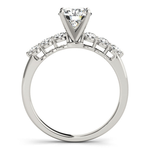 14K White Gold Round Brilliant Diamond Engagement Ring With Round Basket Accents (1.63ctw)