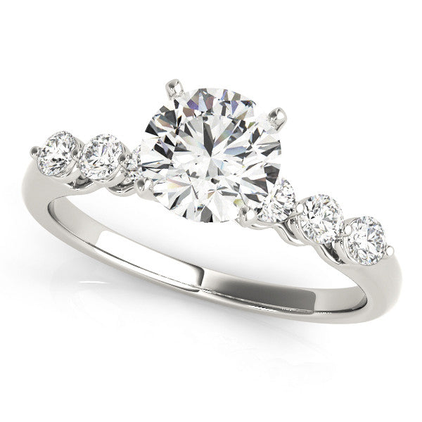 14K White Gold Round Brilliant Diamond Engagement Ring With Round Basket Accents (1.63ctw)