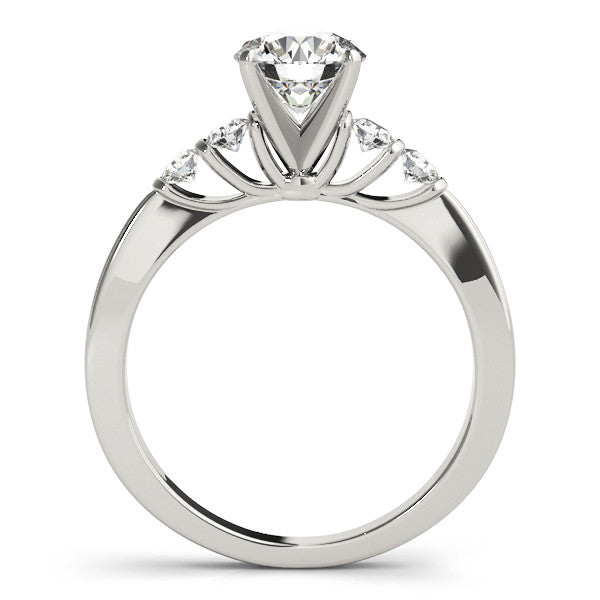 14K White Gold Round Brilliant Diamond Engagement Ring With Modern Prong Accents (1.38ctw)