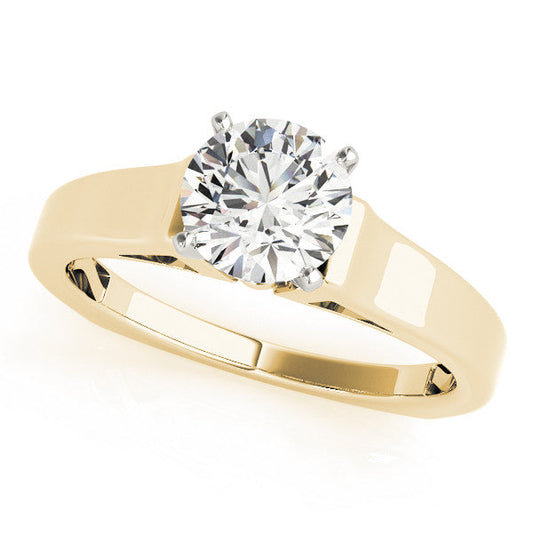 14K Yellow Gold Round Brilliant Diamond Solitaire Engagement Ring With Pave Accents (1ct)