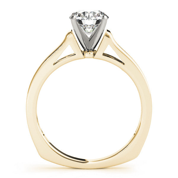 14K Yellow Gold Round Brilliant Diamond Solitaire Engagement Ring With Pave Accents (1ct)