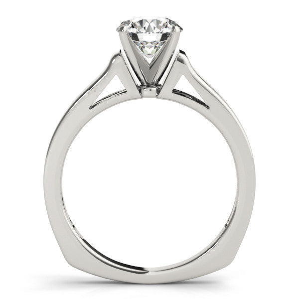 14K White Gold Round Brilliant Diamond Solitaire Engagement Ring With Pave Accents (1ct)