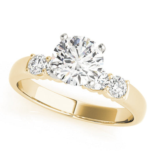 14K Yellow Gold Round Brilliant Diamond Engagement Ring With Pave Accents (1.38ctw)