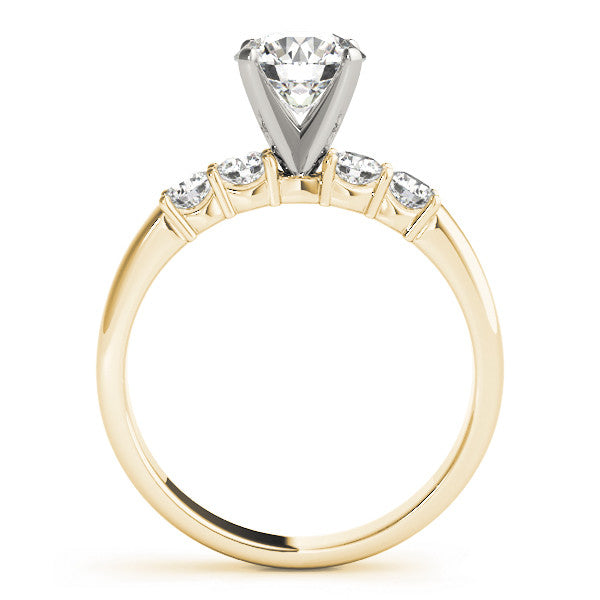 14K Yellow Gold Round Brilliant Diamond Engagement Ring With Pave Accents (1.38ctw)