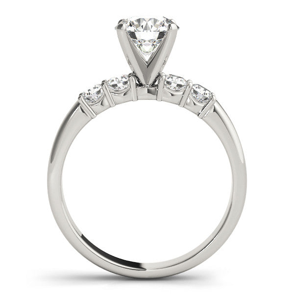 14K White Gold Round Brilliant Diamond Engagement Ring With Pave Accents (1.38ctw)