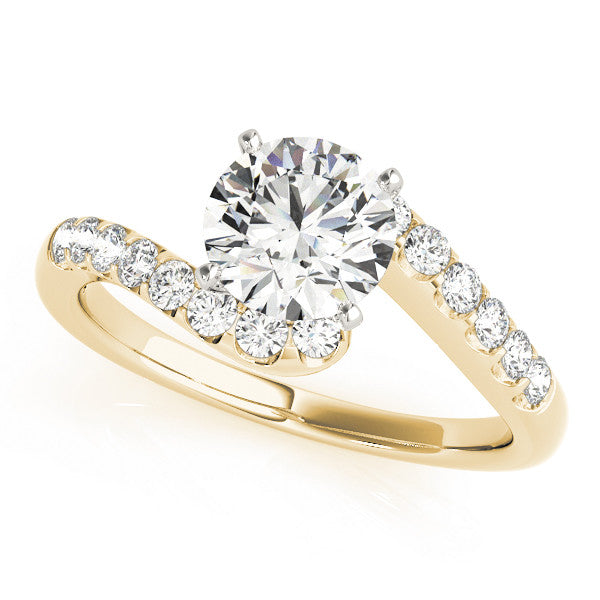 14K Yellow Gold Round Brilliant Diamond Bypass Engagement Ring With Pave Accents (1.25ctw)