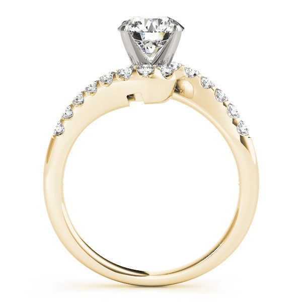 14K Yellow Gold Round Brilliant Diamond Bypass Engagement Ring With Pave Accents (1.25ctw)