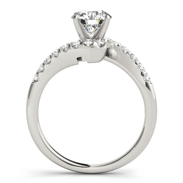 14K White Gold Round Brilliant Diamond Bypass Engagement Ring With Pave Accents (1.25ctw)