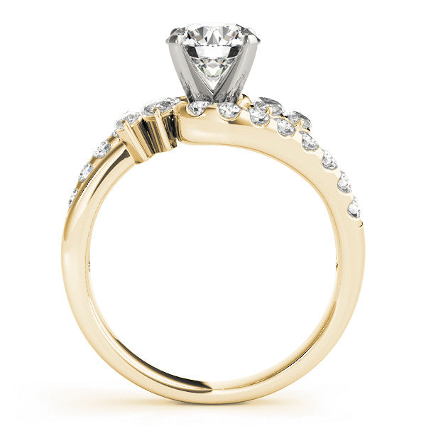 14K Yellow Gold Round Brilliant Diamond Bypass Engagement Ring With Marquise and Round Pave Accents (1.75ctw)