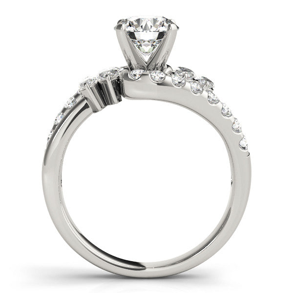 14K White Gold Round Brilliant Diamond Bypass Engagement Ring With Marquise and Round Pave Accents (1.75ctw)