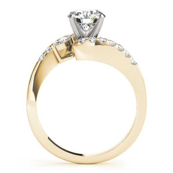 14K Yellow Gold Round Brilliant Diamond Bypass Engagement Ring With Marquise and Pave Accents (1.50ctw)