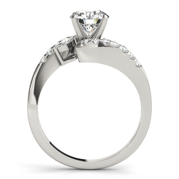 14K White Gold Round Brilliant Diamond Bypass Engagement Ring With Marquise and Pave Accents (1.50ctw)