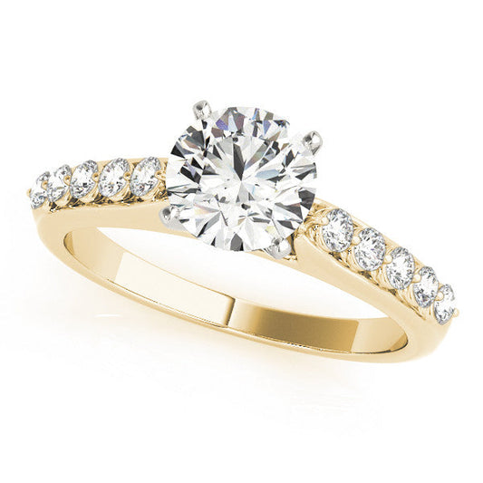 14K Yellow Gold Round Brilliant Diamond Engagement Ring With Bezel Pave Accents (1.20ctw)