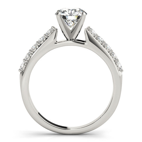 14K White Gold Round Brilliant Diamond Engagement Ring With Bezel Pave Accents (1.20ctw)