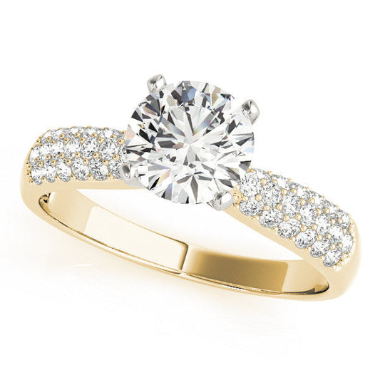 14K Yellow Gold Round Brilliant Diamond Engagement Ring With Micro Pave Accents (1.25ctw)