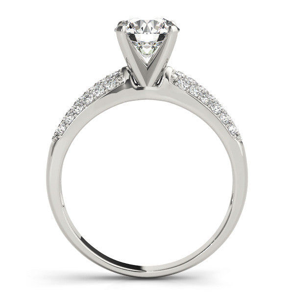 14K White Gold Round Brilliant Diamond Engagement Ring With Micro Pave Accents (1.25ctw)