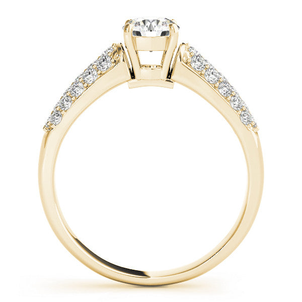 14K Yellow Gold Round Brilliant Diamond Engagement Ring With Micro Pave Accents (1.38ctw)