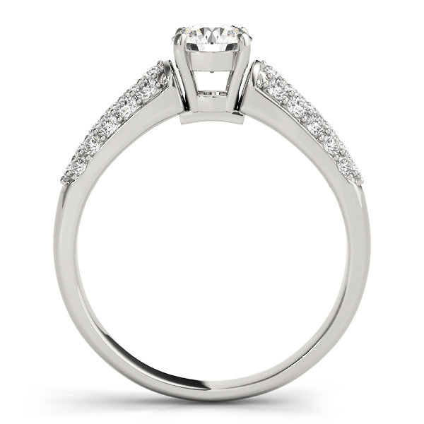 14K White Gold Round Brilliant Diamond  Engagement Ring With Micro Pave Accents (1.38ctw)