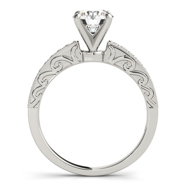 14K White Gold Round Brilliant Diamond Vintage Engagement Ring With Channel Set Accents (1.13ctw)