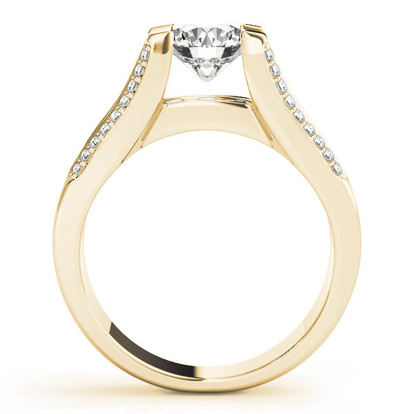 14K Yellow Gold Round Brilliant Tension Diamond Engagement Ring With Channel Set Accent Diamonds (1.50ctw) 