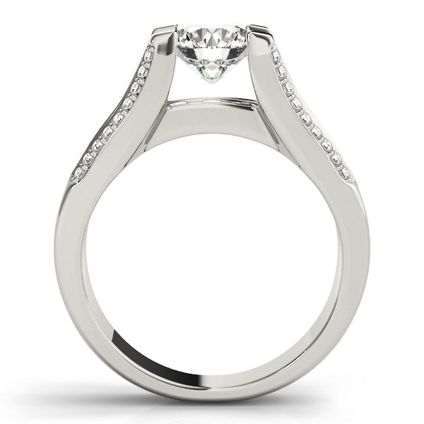 14K White Gold Round Brilliant Tension Diamond Engagement Ring With Channel Set Accent Diamonds (1.50ctw) 