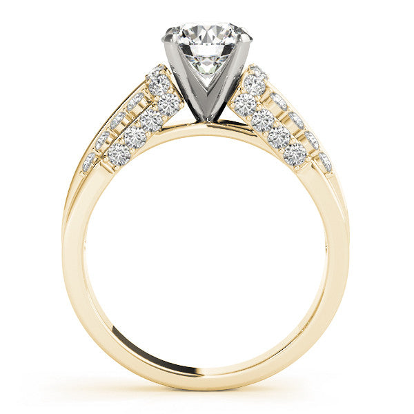 14K Yellow Gold Round Brilliant Diamond Multi-Row Engagement Ring With Pave Accents (1.38ctw)