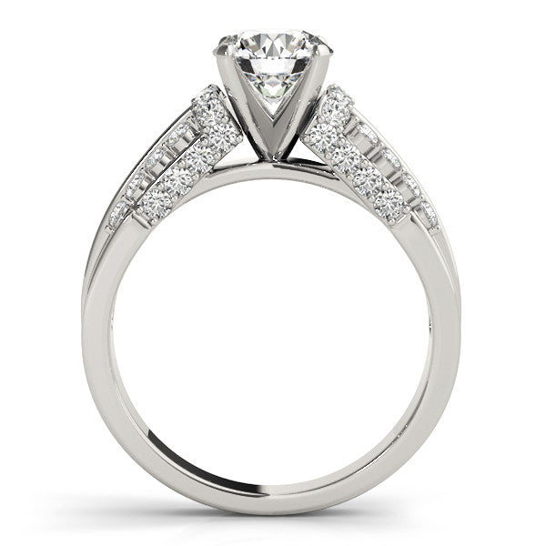 14K White Gold Round Brilliant Diamond Multi-Row Engagement Ring With Pave Accents (1.38ctw)