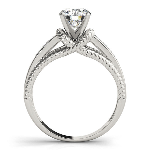 14K White Gold Round Brilliant Diamond Vintage Inspired Knot Engagement Ring With Channel Set Accents (1.13ctw)