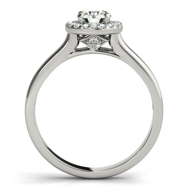 14K White Gold Round Brilliant Diamond Halo Solitaire Engagement Ring With Hidden Accents (1.10ctw)